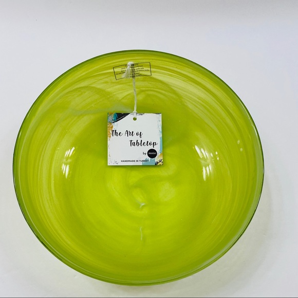 Ardacam Yellow white swirl glass serving bowl - Picture 1 of 7